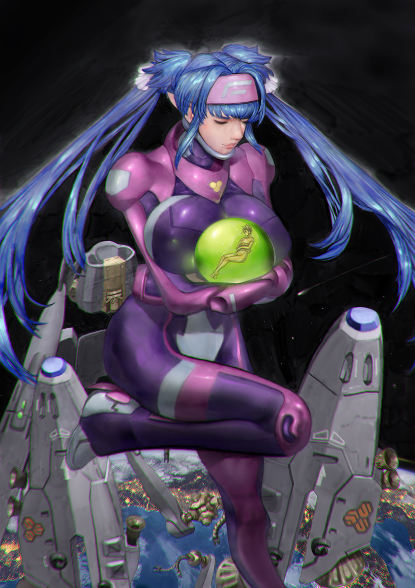 1girl absurdres armor armor_removed bad_end bad_id bad_pixiv_id bandana blue_hair bodysuit breasts capsule choi closed_eyes couple emblem engine floating giantess hairband headwear_removed helmet helmet_removed highres huge_breasts island_1 jetpack klan_klein long_hair maclone macross macross_frontier meltrandi mikhail_buran mourning multicolored multicolored_bodysuit multicolored_clothes nude orb pilot_suit pink_bodysuit planet pointy_ears purple_bodysuit realistic s.m.s. shooting_star size_difference skin_tight space space_craft spacesuit spoilers twintails very_long_hair zentradi zero_gravity