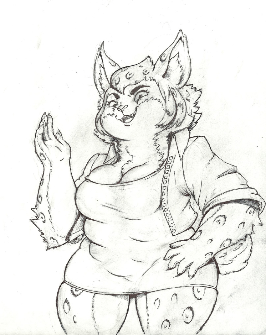anthro big_breasts black_and_white breasts cat claws cleavage clothed clothing dress feline mammal mon311 monochrome ms._rufus multi_breast poppy_opossum solo