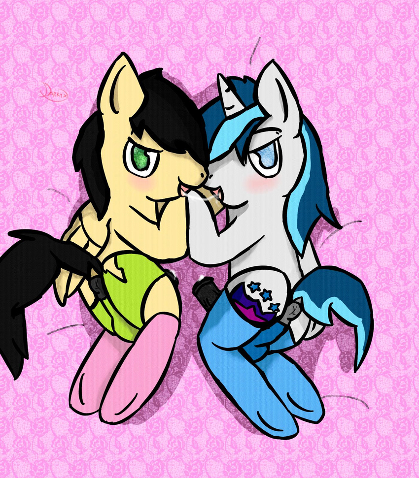 anus black_hair blue_eyes blue_hair butt clothed clothing cream_fur crossdressing cutie_mark darkryx duo equine erection fan_character french_kissing friendship_is_magic fur green_eyes hair horn horse imminent_sex kissing legwear looking_at_viewer male male/male mammal my_little_pony pegasus pony saliva shining_armor_(mlp) socks tongue unicorn white_fur wings