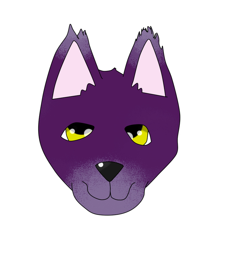 ambiguous_gender anthro bat black_nose digital_media_(artwork) facial_markings fur hair looking_at_viewer mammal markings multicolored_fur olorin portrait purple_fur short_hair simple_background solo two_tone_fur white_sclera yellow_eyes