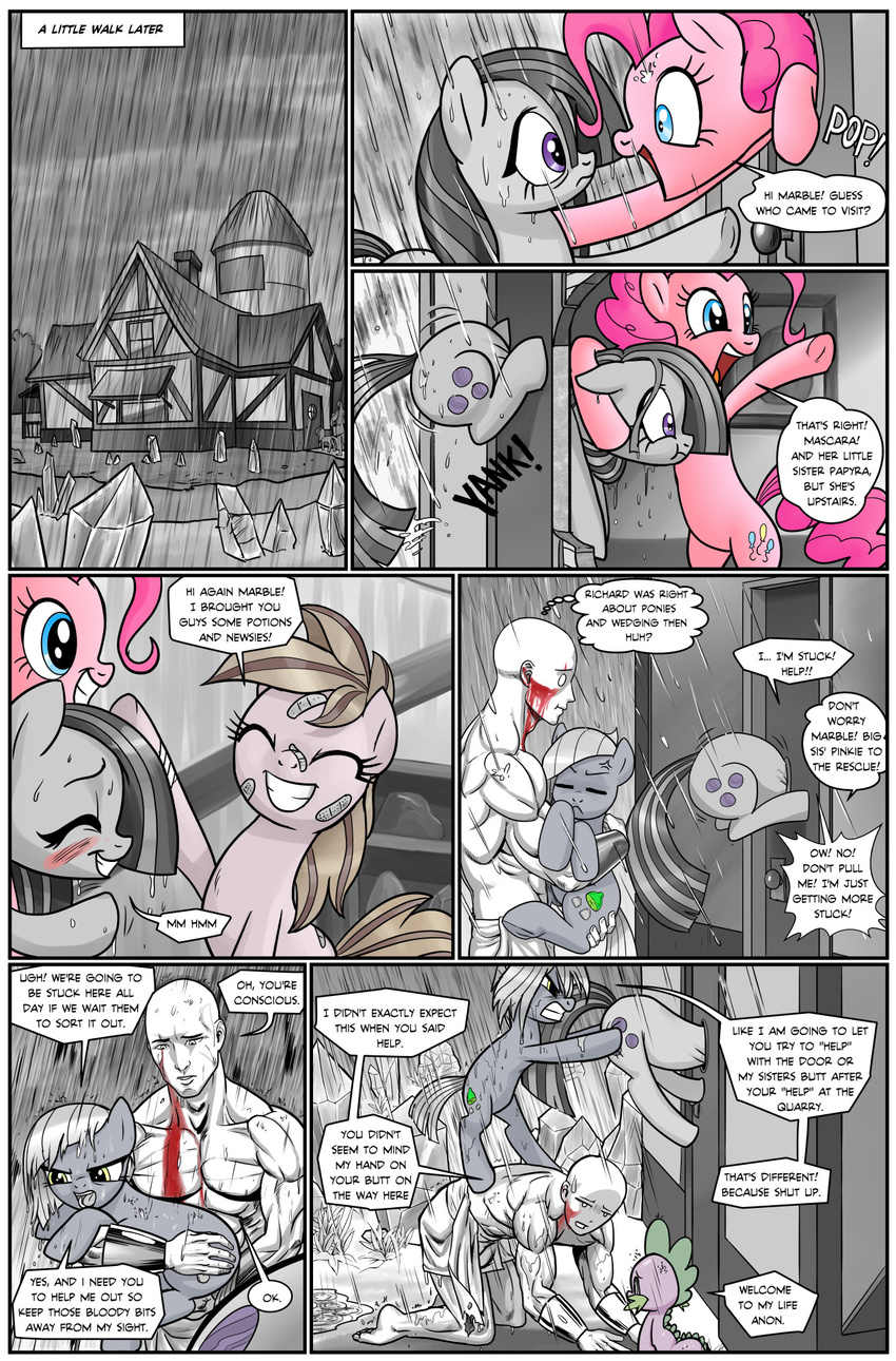 2016 anon blood comic dialogue dragon earth_pony english_text equine fan_character female feral friendship_is_magic horse human limestone_pie_(mlp) male mammal marble_pie_(mlp) my_little_pony pencils_(artist) pinkie_pie_(mlp) pony spike_(mlp) text