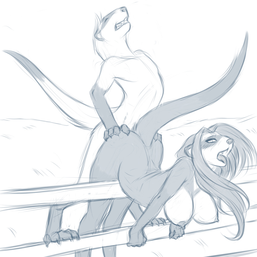 2012 anthro bent_over breasts duo eyes_closed female ferret from_behind_position hanging_breasts hi_res josie_forscythe_(character) kelchan male male/female mammal mustelid nateday nipples nude raised_tail sex sketch
