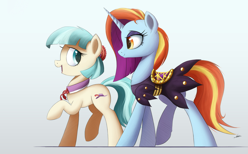 2016 clothing coco_pommel_(mlp) dress duo equine female friendship_is_magic horn horse mammal my_little_pony ncmares pony sassy_saddles_(mlp) unicorn