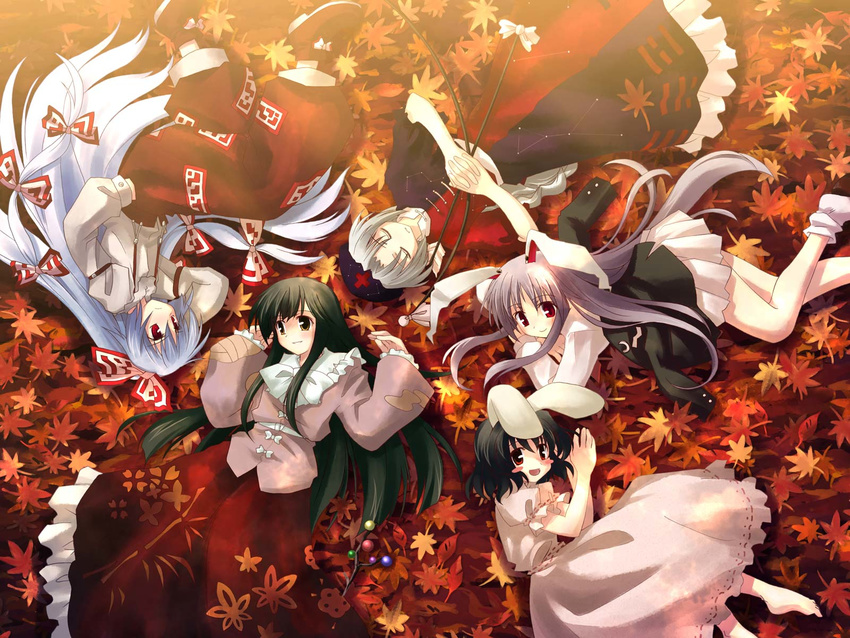 autumn fujiwara_no_mokou houraisan_kaguya inaba_tewi reisen_udongein_inaba studio_sdt touhou yagokoro_eirin