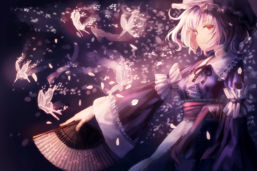 butterfly fan ryokucha-mai saigyouji_yuyuko touhou