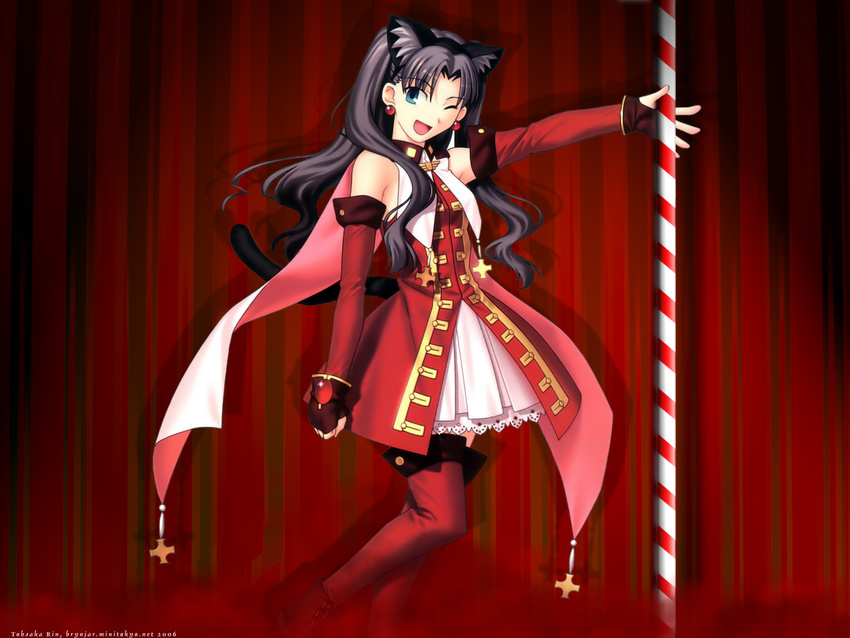 animal_ears cat_ears catgirl cosplay dress fate/stay_night fate_(series) highres kaleido_ruby tohsaka_rin