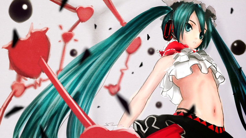 aqua_eyes aqua_hair female hatsune_miku heart nisoku_hokou_(vocaloid) solo twintails vocaloid yuta_(nvkdighqqs94fg)