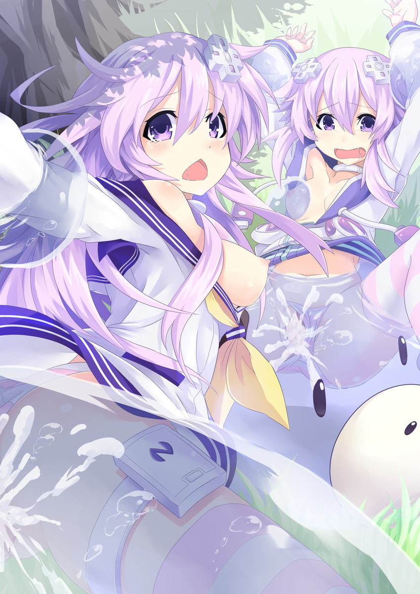 bondage breast_grab breasts choujigen_game_neptune cum dogoo extreme_content nepgear neptune nipples no_bra open_shirt pantsu panty_pull sex shimapan tagme thighhighs