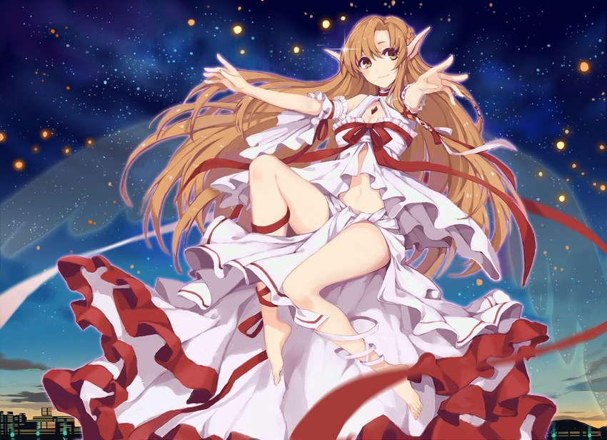 asuna_(sword_art_online) cleavage pointy_ears sword_art_online wings zjsstc