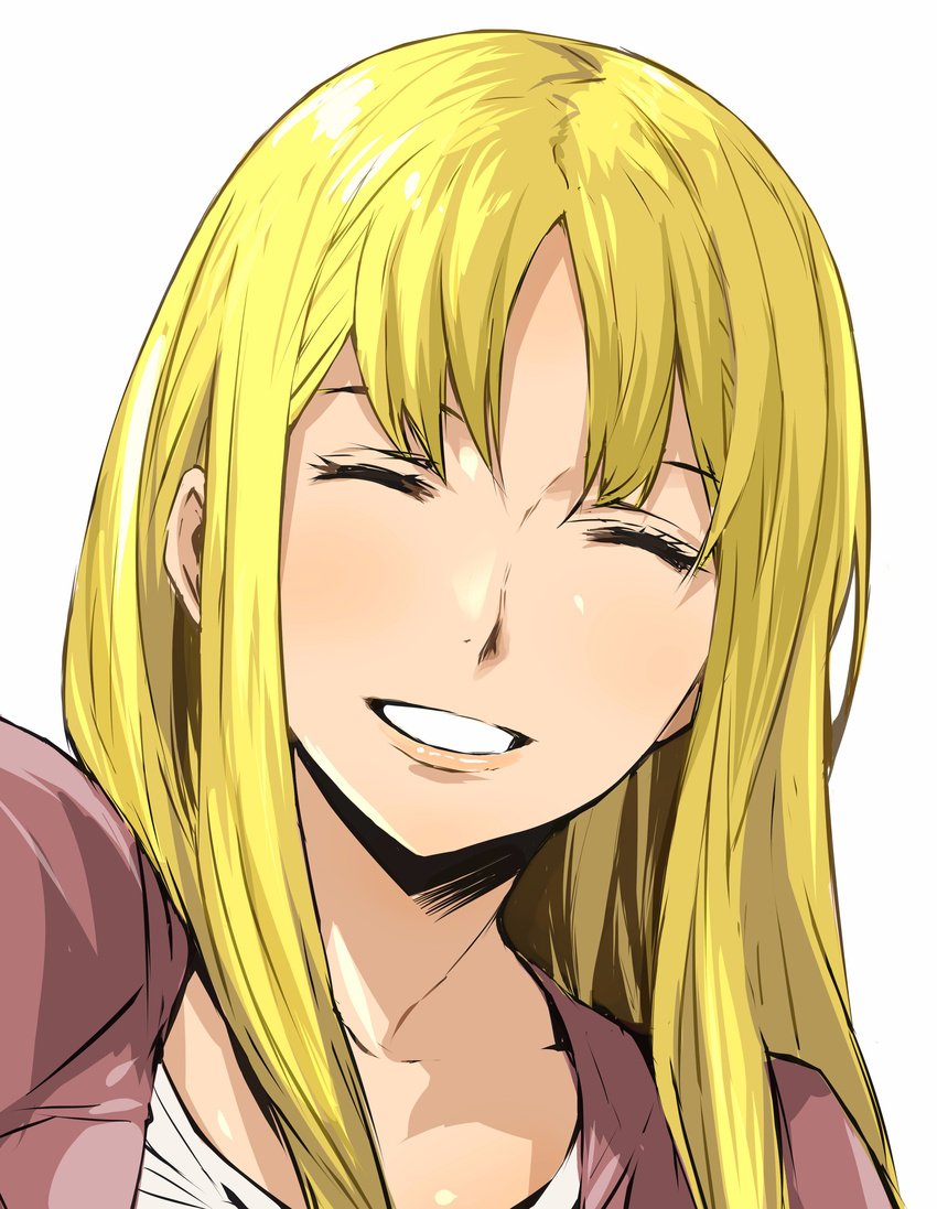 absurdres baccano! blonde_hair closed_eyes enami_katsumi highres long_hair monica_campanella simple_background smile solo white_background