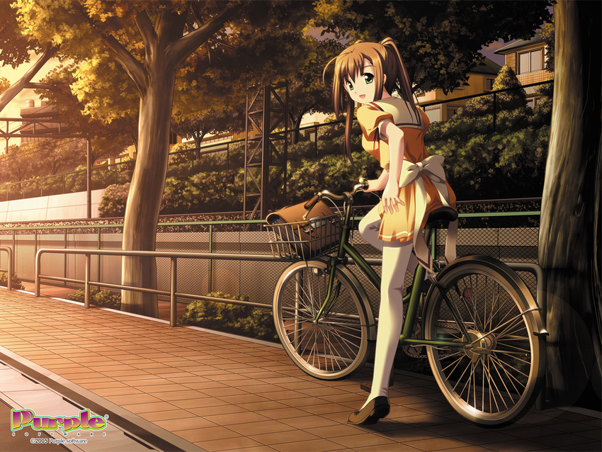 aruto bike brown_hair pantyhose purple_software seifuku tachibana_megumi