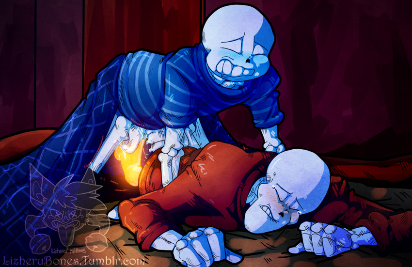 anal anal_penetration animated_skeleton bed blush bone clothed clothed_sex clothing duo fontcest incest lizherubones magic_penis male male/male papyrus_(undertale) penetration penis sans_(undertale) sex skeleton undead undertale video_games