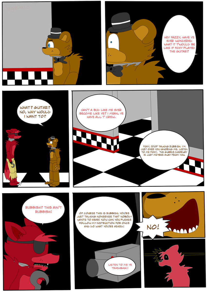 aggablaze animatronic anthro bear canine comic digital_media_(artwork) five_nights_at_freddy's fox foxy_(fnaf) freddy_(fnaf) hi_res machine mammal robot video_games