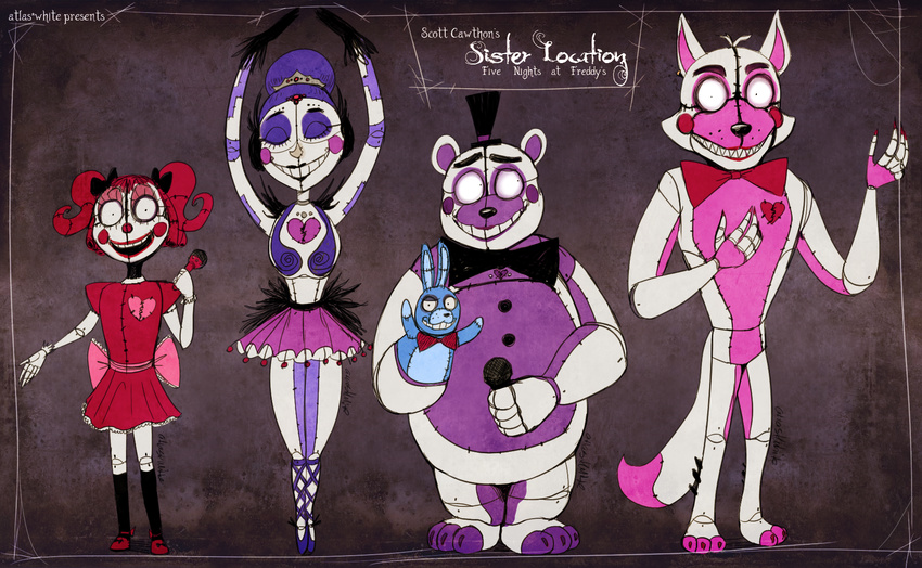 atlas-white baby_(fnaf) five_nights_at_freddy's funtime_foxy_(fnaf) funtime_freddy_(fnaf) video_games