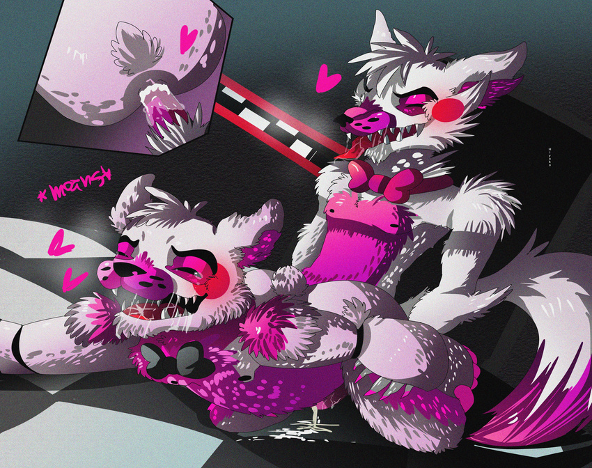 &lt;3 animatronic anthro bear bow_tie canine cum cum_inside cum_on_body five_night_at_freddy five_nights_at_freddy's fox foxy_(fnaf) freddy_(fnaf) funtime_foxy_(fnaf) funtime_freddy_(fnaf) hiyoko invalid_tag machine male male/male mammal manmal penis robot sex tongue video_games