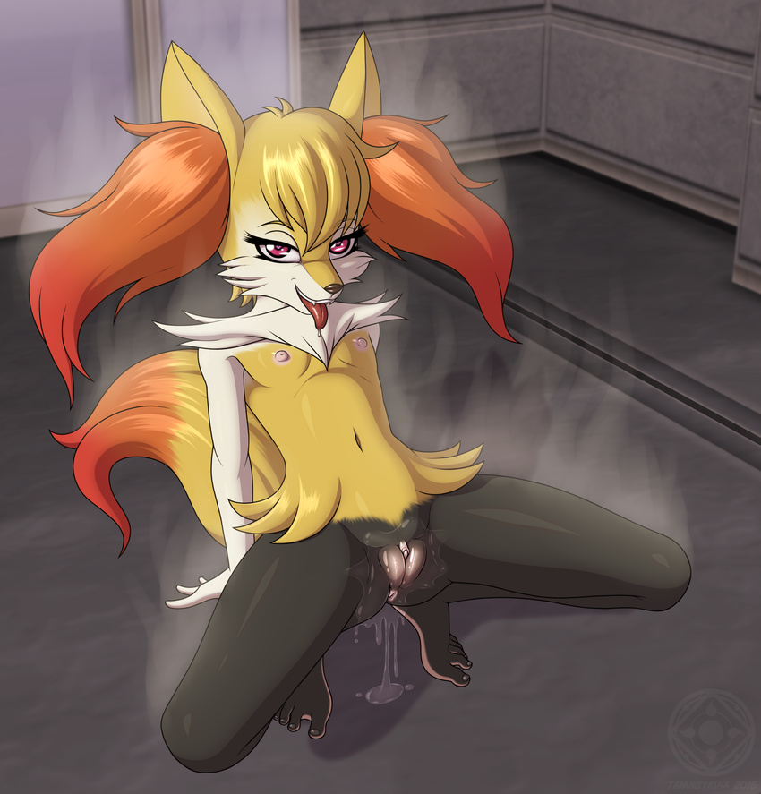 &lt;3 &lt;3_eyes 2016 anthro anthrofied anus areola black_nose blonde_hair braixen canine clitoris drooling english_text female flat_chested fox fur hair half-closed_eyes hi_res in_heat inner_ear_fluff inside inviting long_hair looking_at_viewer mammal navel nintendo nipples nude open_mouth pink_eyes pink_nipples plump_labia pok&eacute;mon pok&eacute;morph pussy pussy_juice red_fur saliva seductive smile solo spread_legs spreading steam tanukiyasha teeth text tongue tongue_out trixxie_firebush video_games watermark white_fur yellow_fur young