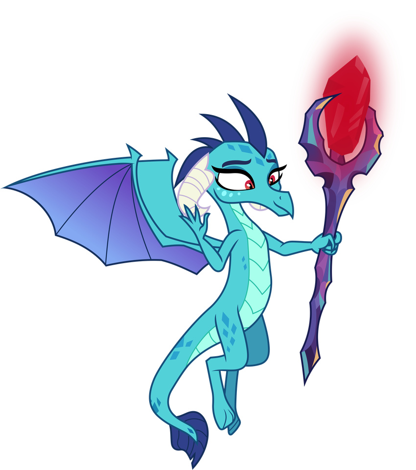 2016 90sigma absurd_res alpha_channel blue_scales dragon female feral friendship_is_magic hi_res horn membranous_wings my_little_pony princess_ember_(mlp) red_eyes scales scalie scepter simple_background smile solo spade_tail spread_wings transparent_background wings