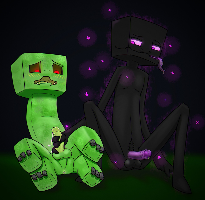 anus balls creeper duo enderman handjob johawk male male/male minecraft penis video_games