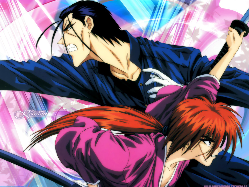 himura_kenshin katana rurouni_kenshin saito_hajime scar sword