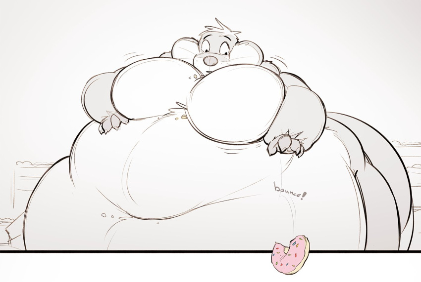 2020 abthegreat anthro attius_brightwater_(abthegreat) belly big_belly biped chubby_cheeks dessert digital_drawing_(artwork) digital_media_(artwork) doughnut food fur huge_belly huge_moobs huge_thighs hyper hyper_belly hyper_thighs male mammal monochrome morbidly_obese morbidly_obese_anthro morbidly_obese_male mustelid nude obese obese_anthro obese_male otter overweight overweight_anthro overweight_male simple_background solo tail thick_tail thick_thighs weight_gain