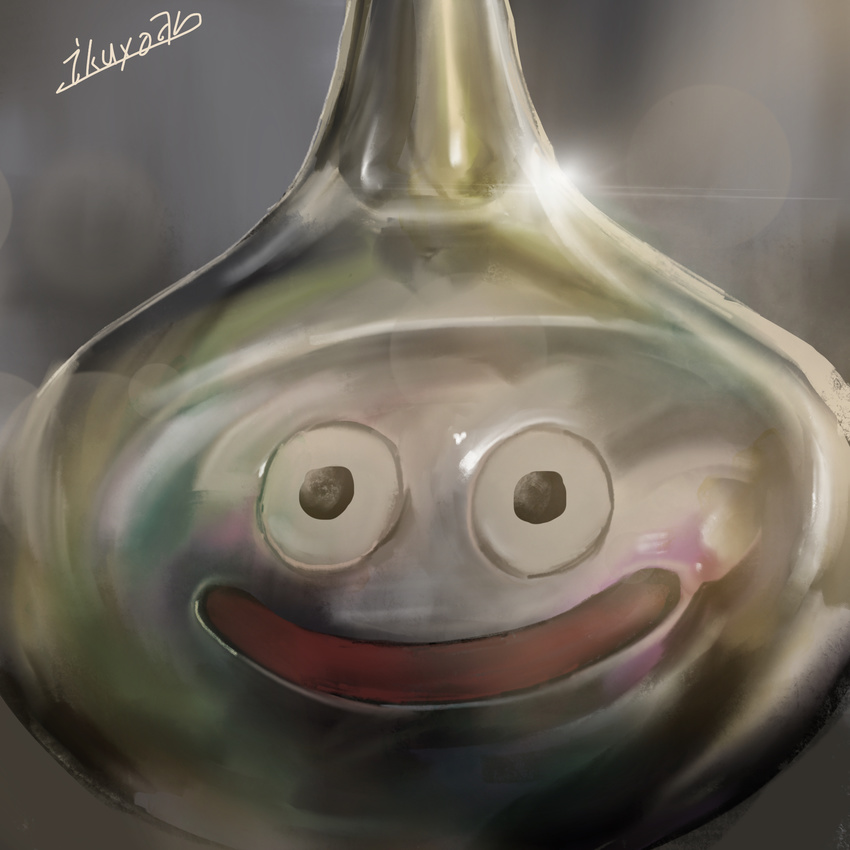 highres ikuyoan lens_flare metal_slime no_humans signature slime_(dragon_quest) smile solo
