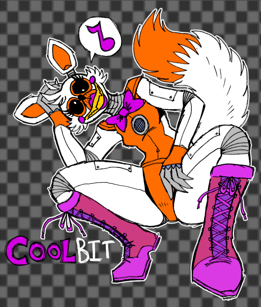 2024 animatronic anthro boots boots_only bow_tie canid canine clothing digital_media_(artwork) female five_nights_at_freddy's five_nights_at_freddy's_world footwear footwear_only fox hi_res lolbit_(fnaf) machine mammal mostly_nude robot scottgames shoes shoes_only sister_location solo teeth wootmaster yellow_teeth