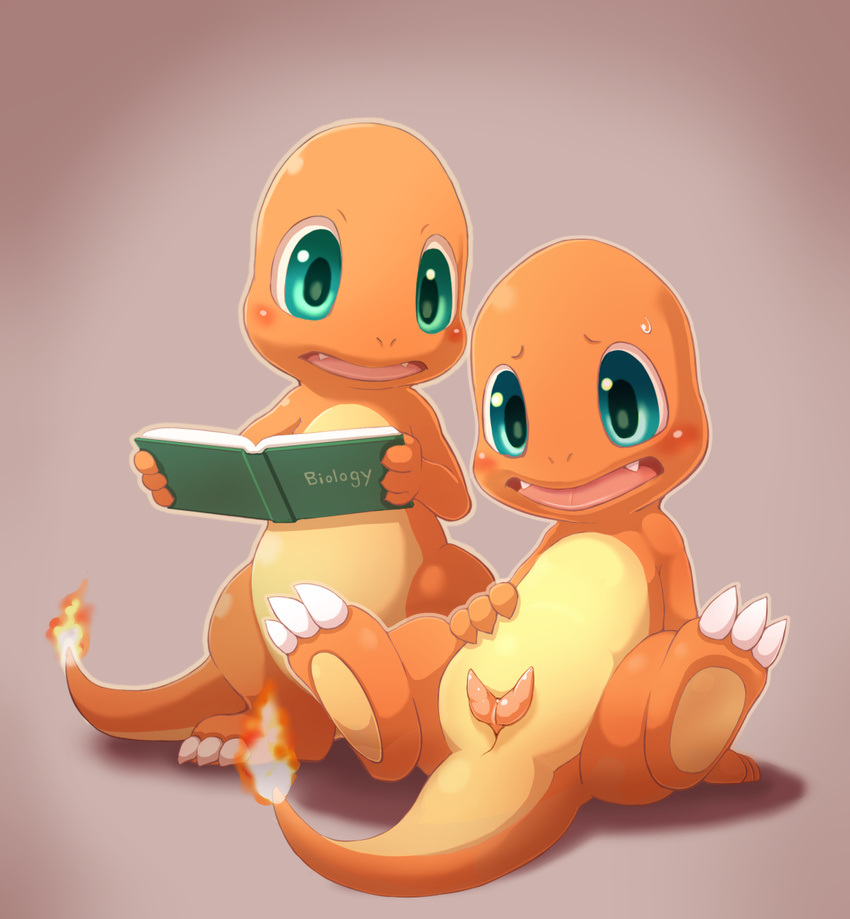 animal_genitalia animal_penis blush book charmander cute_fangs duo english_text erection genital_slit hemipenes holding_object looking_at_penis male multi_penis nintendo open_mouth penis pok&eacute;mon reclining scalie semi-anthro sitting slit spread_legs spreading stare surprise tapering_penis text video_games yojoo