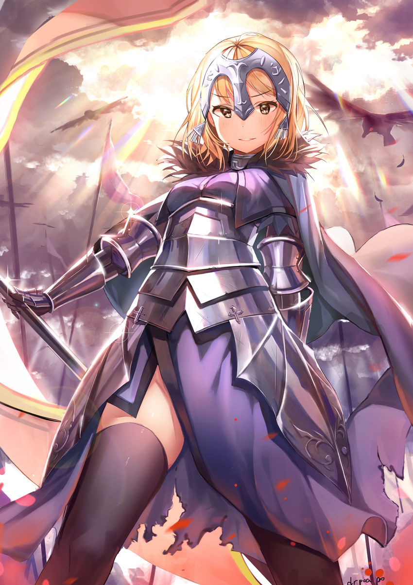 armor dr_poapo fate/apocrypha fate/stay_night ruler_(fate/apocrypha) thighhighs weapon