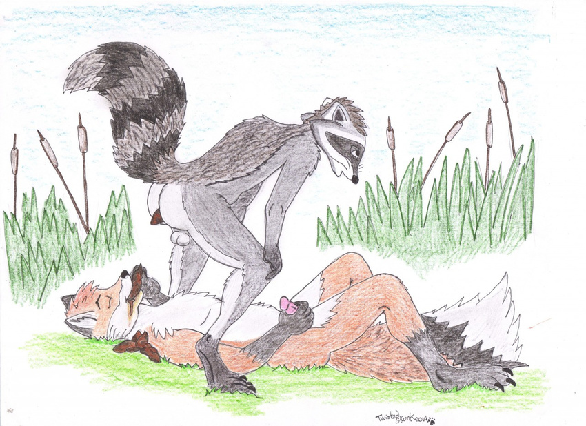 anthro balls canine duo eating_shit feces fox male male/male mammal masturbation naughty nude outside penile_masturbation penis potty raccoon scat sex twistedskunk