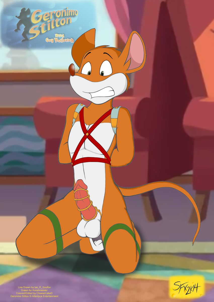 anthro balls bdsm bondage bound chastity chastity_cage geronimo_stilton geronimo_stilton_(series) ian_r_soulfox male mammal mouse penis rodent solo