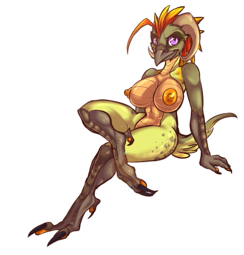 anthro avian beak bird breasts claws feathers female firecrest flamecrest helaviskrew horn invalid_color nipples not solo taiwan wings