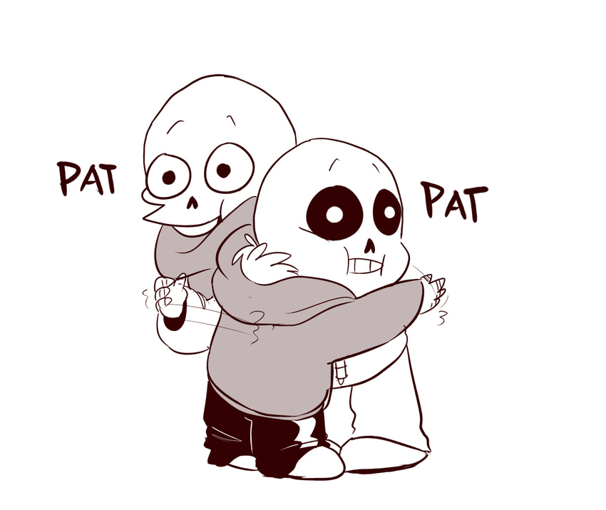 animated_skeleton bone clothing crossover disney gravity_falls hoodie hug model_sheet mudkipful papyrus_(undertale) pat sans_(undertale) scarf skeleton sweatshirt teeth undead undertale video_games