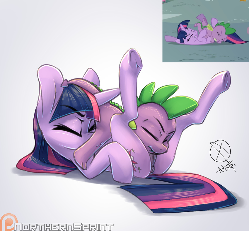 anus duo equine female friendship_is_magic hair mammal my_little_pony northernsprint pussy spike_(mlp) twilight_sparkle_(mlp)