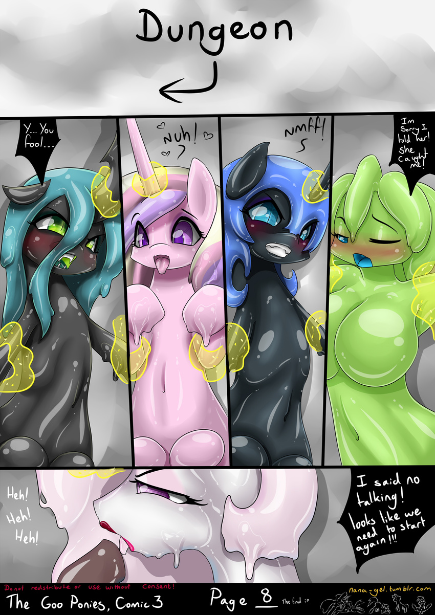 anal anal_penetration bdsm bondage bound comic cunnilingus equine female friendship_is_magic goo horse kissing licking lipstick magic mammal my_little_pony nana_gel nightmare_moon_(mlp) oral penetration pony princess_cadance_(mlp) princess_celestia_(mlp) princess_luna_(mlp) princess_molestia_(mlp)wip pussy queen_chrysalis_(mlp) rubber sex slime tongue tongue_out transformation vaginal vaginal_penetration