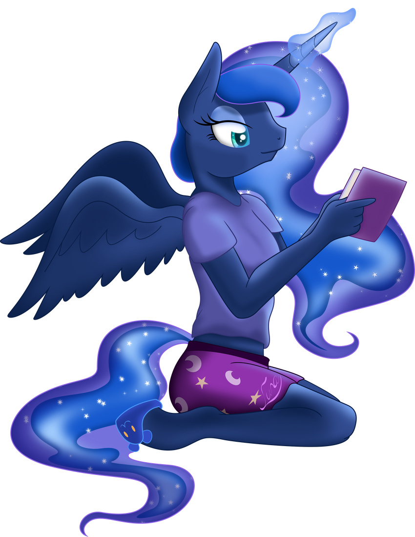 2016 alpha_channel anthro book equine female friendship_is_magic horn mammal my_little_pony princess_luna_(mlp) reading solo theshadowstone winged_unicorn wings