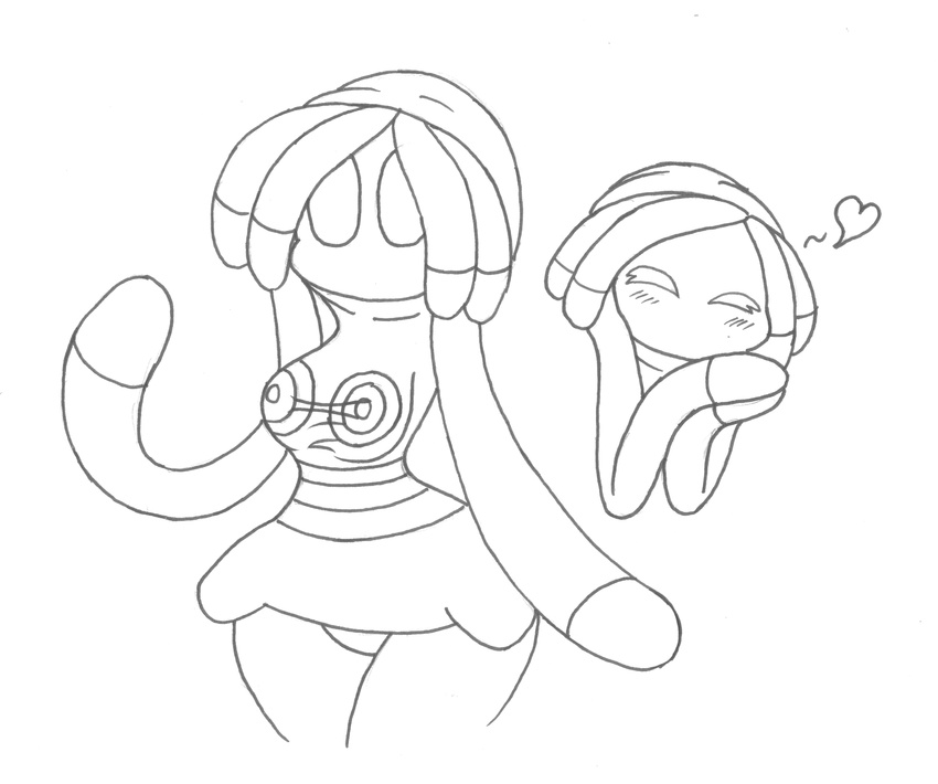 &lt;3 bit-small blush bottomless breasts clothed clothing female hi_res hood hoodie invalid_background invalid_tag lileep line_art nintendo pok&eacute;mon sketch tentacle_hair tentacles video_games wide_hips