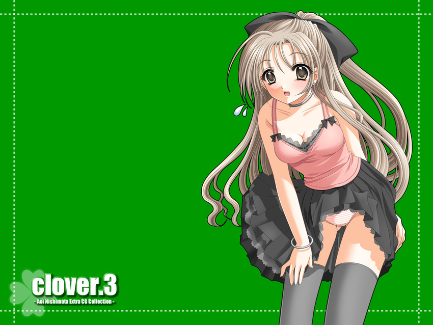 bangs bare_arms clover_(game_cg) highres nishimata_aoi solo thighhighs wallpaper