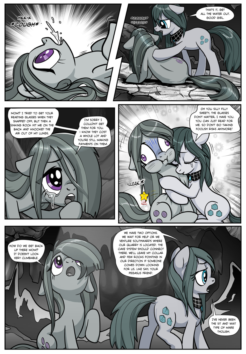 asphyxiation blue_eyes cave cloudy_quartz_(mlp) comic daughter dialogue equine female feral friendship_is_magic hair horse hug mammal marble_pie_(mlp) monochrome mother mother_and_daughter my_little_pony parent pencils_(artist) pony purple_eyes tears wet_hair