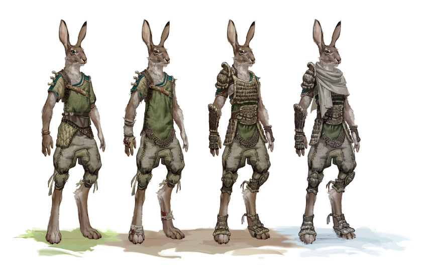 absurd_res ambiguous_gender anthro armor clothing digitigrade hi_res lagomorph lineup mammal overgrowth rabbit steve_hong