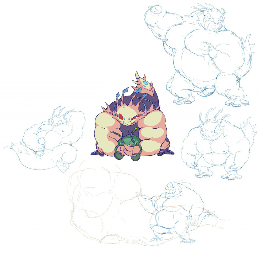 anthro armpits barazoku biceps big_muscles claws erection kog'maw_(lol) league_of_legends male manlyster monster musclegut muscular muscular_male nude pecs penis scuttle_crab simple_background sketch video_games