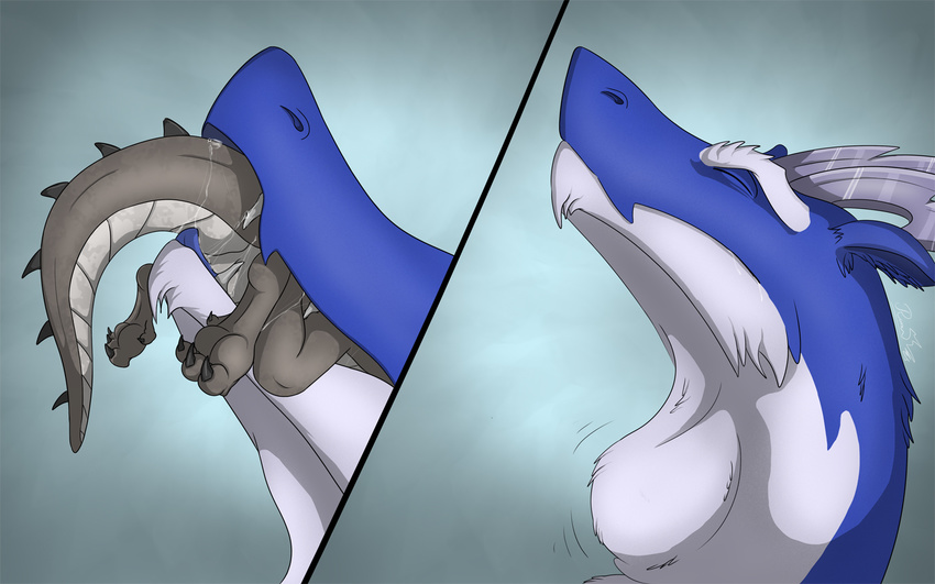 blue_fur comic dragon drooling duo eating feral fluffy food forced fur furred_dragon lothar male multicolored_fur open_mouth rimentus saliva scalie sticky swallowing vore wet white_fur