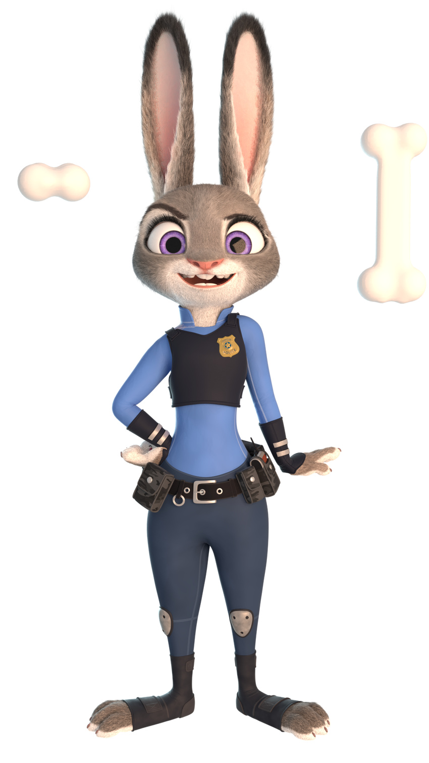 badge belt bone clothing disney flamboyant fur grey_fur hand_on_hip happy judy_hopps lagomorph mammal open_mouth police police_uniform purple_eyes rabbit sasha_acoiners solo splatypi ulquiorraad uniform zootopia