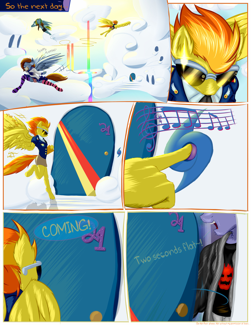2016 anthro anthrofied clothing comic door_bell equine feathered_wings feathers female friendship_is_magic frist44 horse mammal my_little_pony panties pegasus pony rainbow_blaze_(mlp) spitfire_(mlp) underwear wings wonderbolts_(mlp)