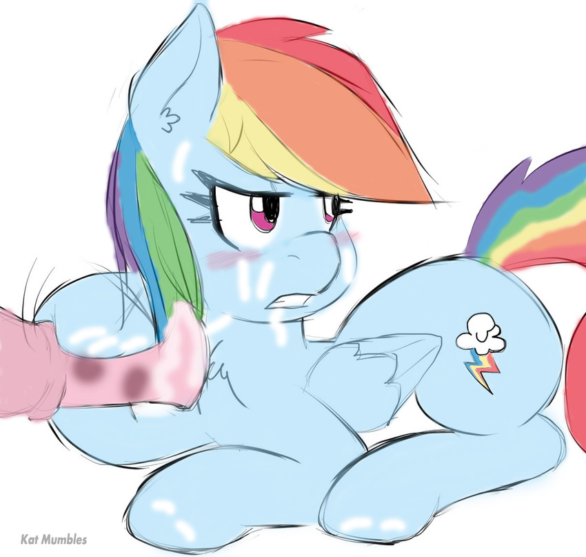 blush cum cute equine friendship_is_magic handjob hoofjob horse invalid_color mammal my_little_pony pony rainbow_dash_(mlp) rainbowdash shy