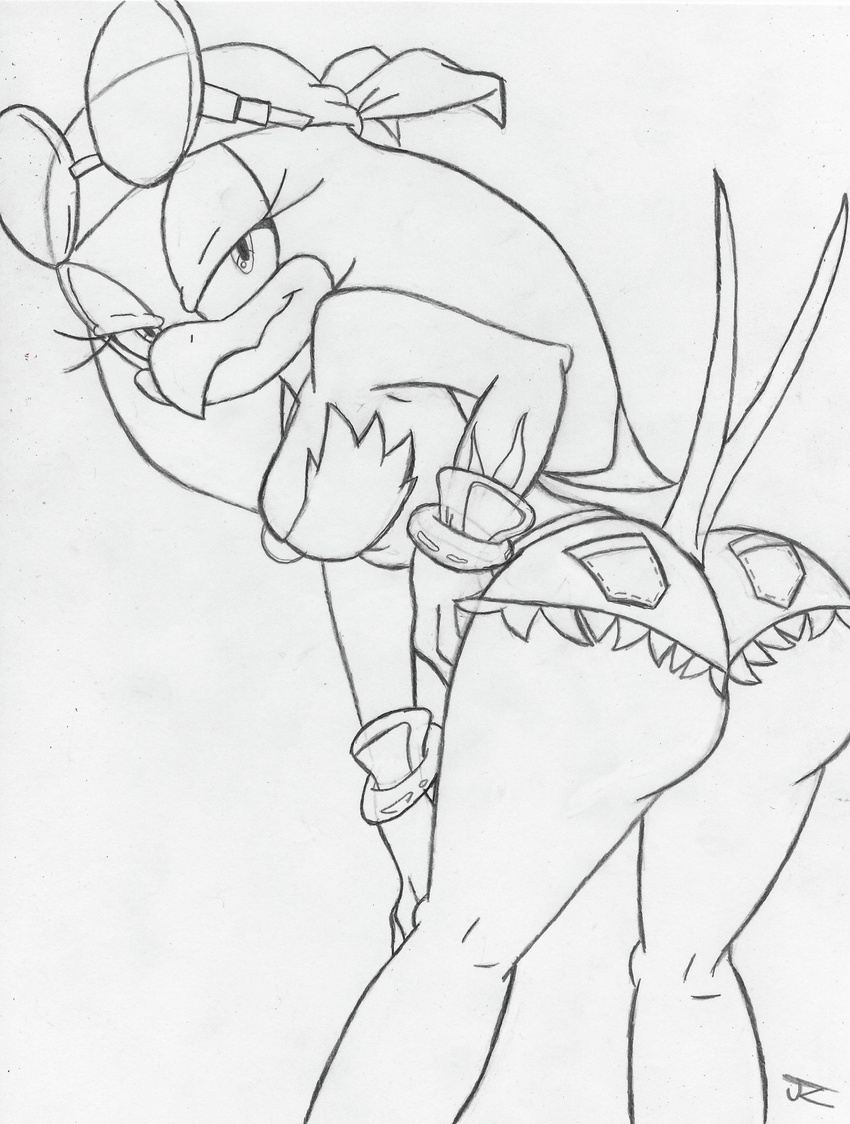 anthro avian bird breasts butt female jigglyknight looking_at_viewer looking_back smile solo sonic_(series) sonic_riders swallow_(bird) wave_the_swallow