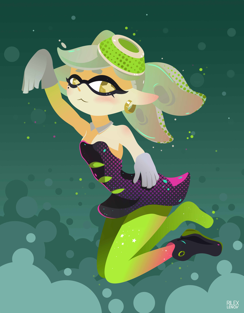 absurd_res blush breasts cephalopod clothed clothing ear_piercing female hair hi_res humanoid inkling mammal marie_(splatoon) marine nintendo not_furry piercing pointy_ears rilex_lenov splatoon squid squid_sisters_(splatoon) tentacle_hair tentacles video_games