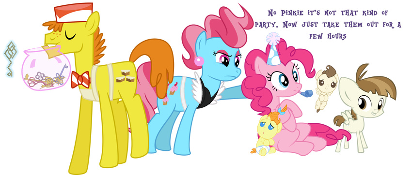 clothing earth_pony equine featherweight friendship_is_magic horn horse key_party maid_uniform mammal mr_cake_(mlp) mrs_cake_(mlp) my_little_pony older_couple older_woman pegasus pinkie_pie_(mlp) pony pound_cake_(mlp) pumpkin_cake_(mlp) swinging unicorn uniform wings