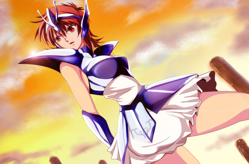 armor brown_eyes brown_hair dutch_angle equuleus_shoko mable outdoors saint_seiya saint_seiya_saintia_sho short_hair shoulder_armor solo spaulders