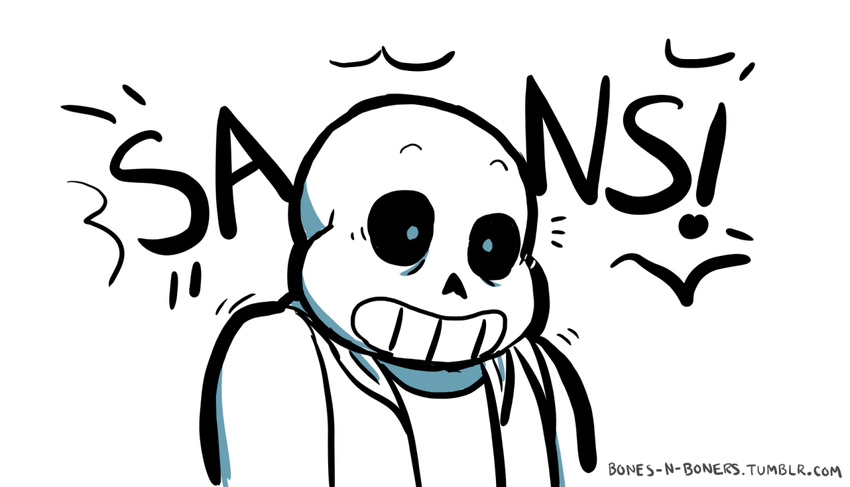 animated_skeleton blue_eyes bone bones-n-boners clothing dialogue english_text male sans_(undertale) simple_background skeleton surprise text undead undertale video_games white_background