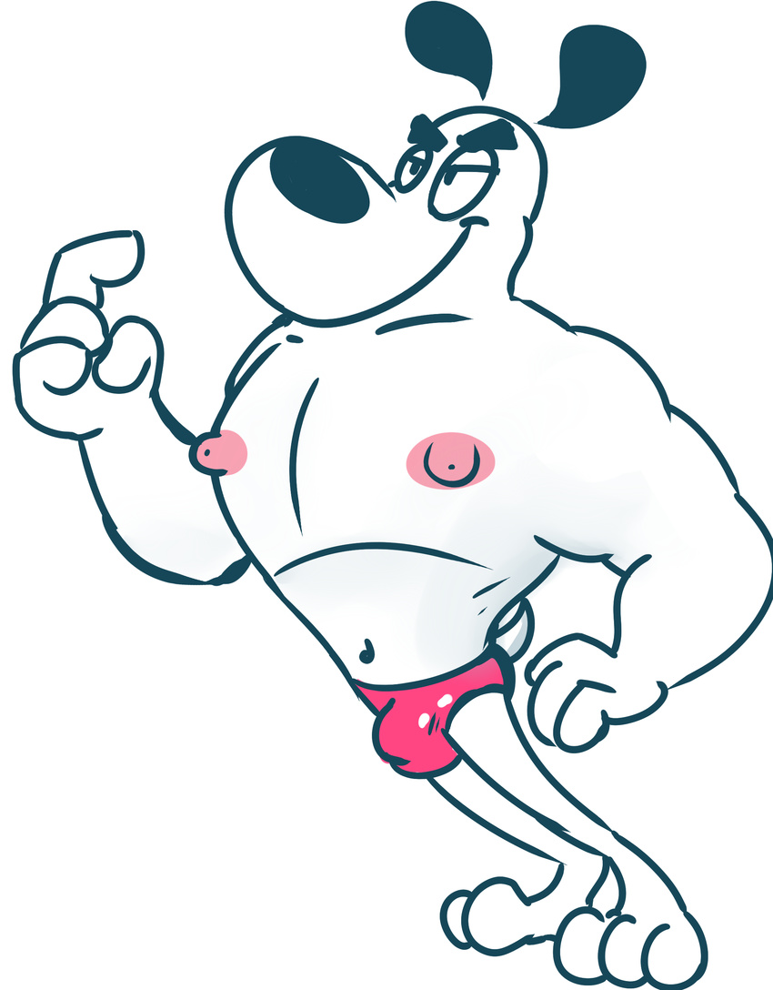2016 3_toes 4_fingers anthro bulge canine clothed clothing dog dudley_puppy male mammal muscular nickelodeon nipples partially_clothed pecs simple_backround speedo swimsuit t.u.f.f._puppy the-alfie-incorporated toes
